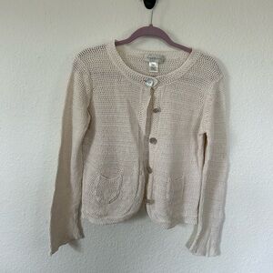 Susan Bristol Cream Button-Up Cardigan